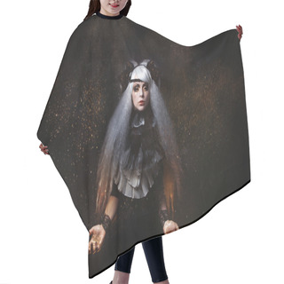 Personality  Girl In The Image Of  Witch With A Lush White Hair Hair Cutting Cape