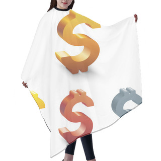 Personality  Golden Dollar Sign. Vector Illustration. Hair Cutting Cape