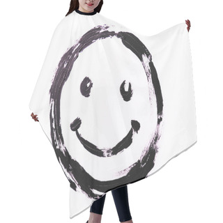 Personality  Black Smiley Drawn On A White Background. Grunge Drawing. Smile Face Hair Cutting Cape