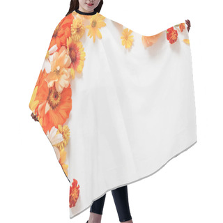 Personality  The Yellow And Orange Flowers On White Background Hair Cutting Cape