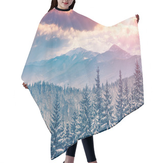 Personality  Winter Sunrise In The Carpathian Mountains. Hair Cutting Cape