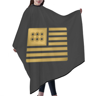 Personality  America Gold Plated Metalic Icon Or Logo Vector Hair Cutting Cape