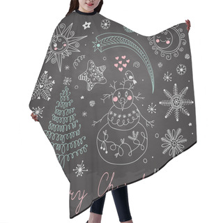 Personality  Set Of Christmas Elements For Design Hair Cutting Cape