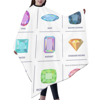 Personality  Low Poly Popular Colored Flat Lay Gems Cuts Infographics Hair Cutting Cape