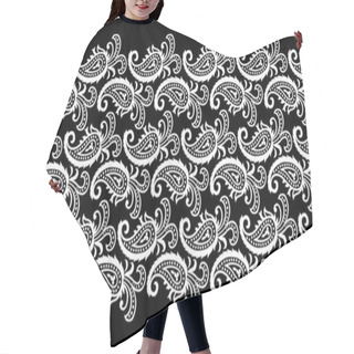 Personality  Seamless Black And White Paisley Border Design Hair Cutting Cape