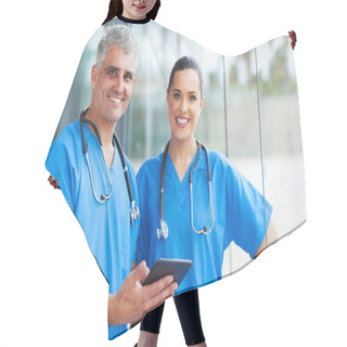 Personality  Medical Doctors Using Tablet Pc Hair Cutting Cape