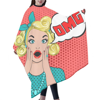 Personality  OMG Bubble Pop Art Surprised Blond Woman Hair Cutting Cape