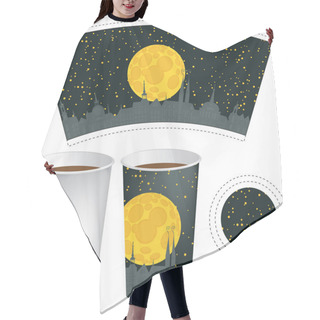 Personality  Template Paper Cup With Background Of Night Town Hair Cutting Cape