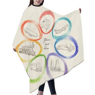 Personality  Banners With Different Modes Of Transport. Hair Cutting Cape