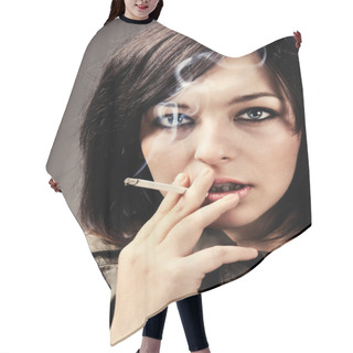Personality  Woman Smoking A Cigarette Hair Cutting Cape