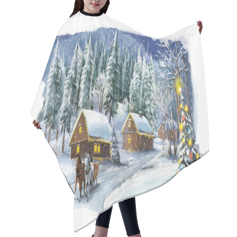 Personality  Christmas fairy tale village hair cutting cape