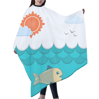 Personality  Vector Underwater Background. Vector Illustration. Hair Cutting Cape