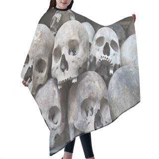 Personality  Stacked Human Skulls Hair Cutting Cape
