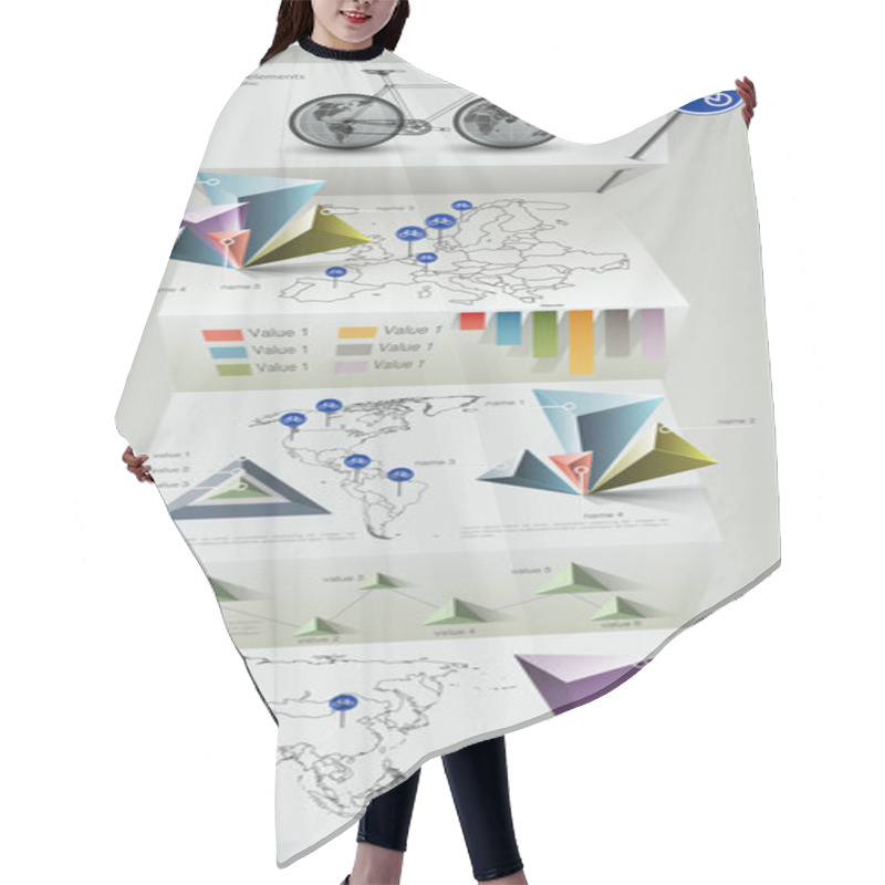 Personality  Paper Origami Infographic Elements Hair Cutting Cape