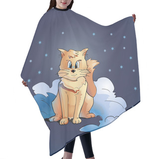 Personality  Cat Sitting In The Snow. Vector Illustration. Hair Cutting Cape