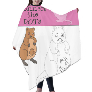 Personality  Educational Game: Connect The Dots. Mother Quokka With Her Baby. Hair Cutting Cape
