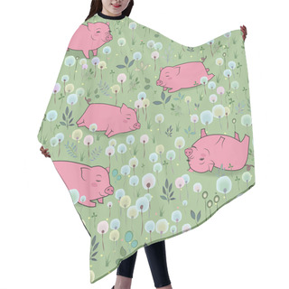 Personality  Happy Pigs On The Blossoming Field Hair Cutting Cape