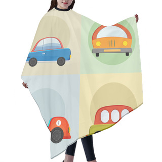 Personality  Concept Of Car Icons. Hair Cutting Cape
