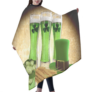 Personality  St Patricks Day Concept Green Beer With Shamrock. 3D Render Hair Cutting Cape
