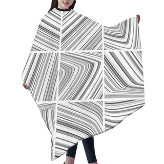 Personality  Set Of Abstract Striped Tile Pattern With Black-and-white Thin S Hair Cutting Cape