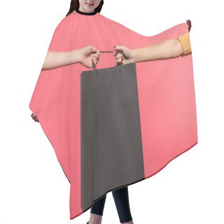 Personality  Women Pulling Shopping Bag Hair Cutting Cape