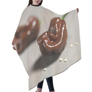 Personality  Habanero Chocolate On Wooden Background Hair Cutting Cape