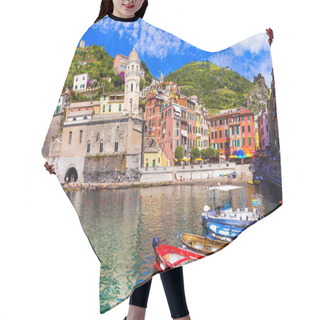Personality  Coastal Italy Series- National Park Cinque Terre And Picturesque Vernazza Village. Hair Cutting Cape