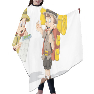 Personality  Cartoon Kids In Explorer Outfit Hair Cutting Cape