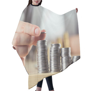 Personality  Person Stacking Coins  Hair Cutting Cape