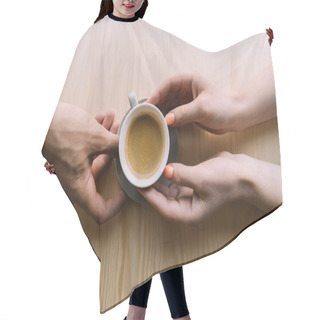 Personality  Hands Holding Cup Of Coffee Hair Cutting Cape