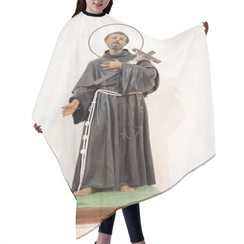 Personality  Religious Statue Of Saint Francis Of Assisi, Patron Saint Of Animals And Nature And Founder Of The Franciscan Order Over A White Background Hair Cutting Cape