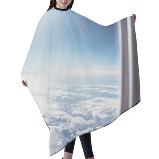 Personality  View Of Blue Cloudy Sky From Airplane Window Hair Cutting Cape