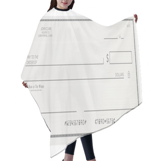 Personality  Torn Off Blank Bank Cheque. Personal Desk Check Template With Empty Field To Fill. Hair Cutting Cape