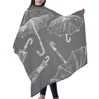 Personality  Drawing Set Of Umbrellas. Umbrellas From A Rain, Female Umbrella Hair Cutting Cape