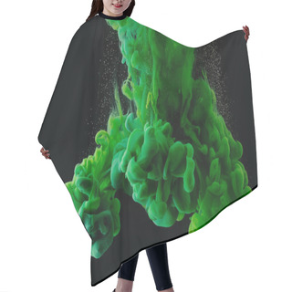 Personality  Close-up View Of Green Abstract Ink Explosion On Black Background       Hair Cutting Cape
