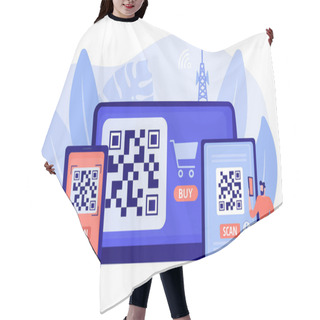 Personality  QR Code Concept Vector Illustration Hair Cutting Cape