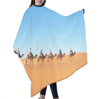 Personality  Camel Caravan Going Through The Sand Dunes In The Sahara Desert, Morocco Hair Cutting Cape
