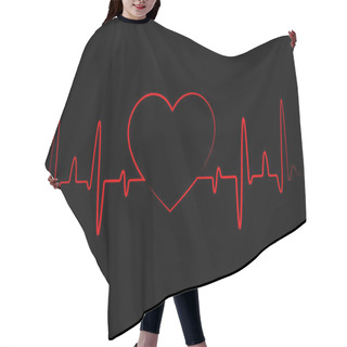 Personality  Abstract Heart Beats, Cardiogram. Cardiology Black Background With Red Heart. Pulse Of Life Line Forming Heart Shape. Medical Design With Red Heart. Vector Eps10 Hair Cutting Cape