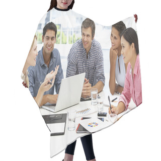 Personality  Mixed Group In Business Meeting Hair Cutting Cape