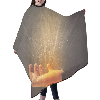 Personality  Hand Holding Yellow Light Hair Cutting Cape