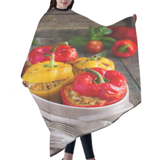 Personality  Stuffed Peppers With Meat, Rice And Vegetables Hair Cutting Cape