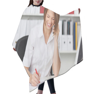 Personality  Businesswoman Calling By Phone Hair Cutting Cape