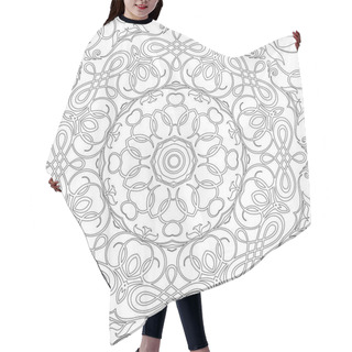 Personality  Mandala Seamless Floral Pattern With Flowers And Hearts. Coloring Pages For Adults And Older Children, White And Black. Seamless Pattern. Doodle Lace Mandala Ornament. Vector Illustration. Hair Cutting Cape