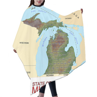 Personality  Michigan Counties Emblem Map Hair Cutting Cape