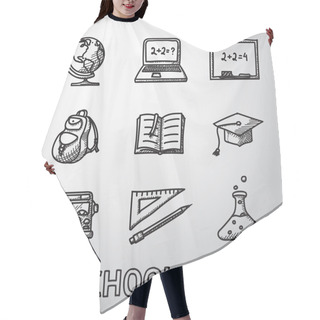 Personality  School, Education Freehand Icons Set. Hair Cutting Cape