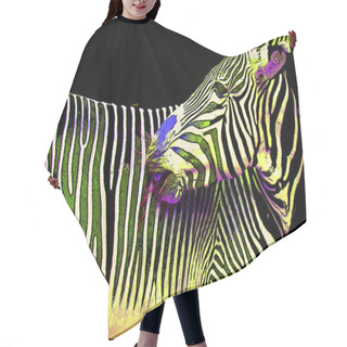 Personality  Zebra Sign Illustration Pop-art Background Icon With Color Spots  Hair Cutting Cape