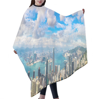 Personality  Panorama Of Hong Kong Business District In A Summer Day Hair Cutting Cape