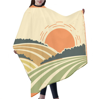 Personality   Landscape With Fields On Old Poster Hair Cutting Cape
