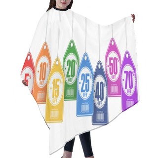 Personality  Sale Tags Labels Discount On White Isolated Background. Hair Cutting Cape