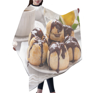 Personality  Homemade Profiteroles With Chocolate Cream Hair Cutting Cape